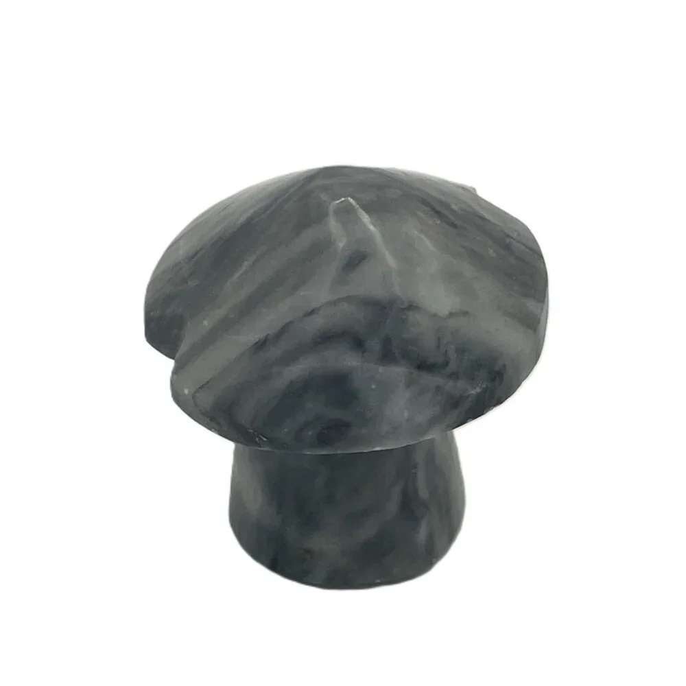 Vintage Mushroom Alabaster Hand Carved Gray White Marble Stone Mexico
